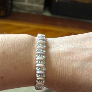 Elegant Pink and Silver Beaded Bracelet